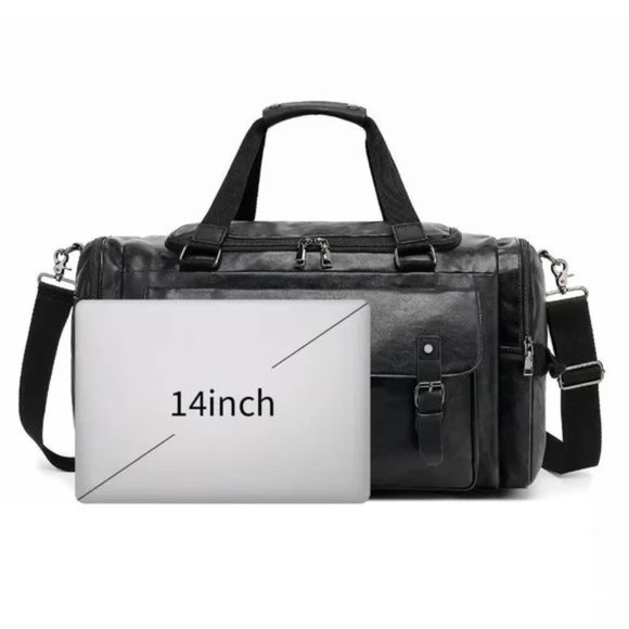 TRAVEL Bag Waterproof PU Leather Brown Duffle Bag - Picture 13 of 14